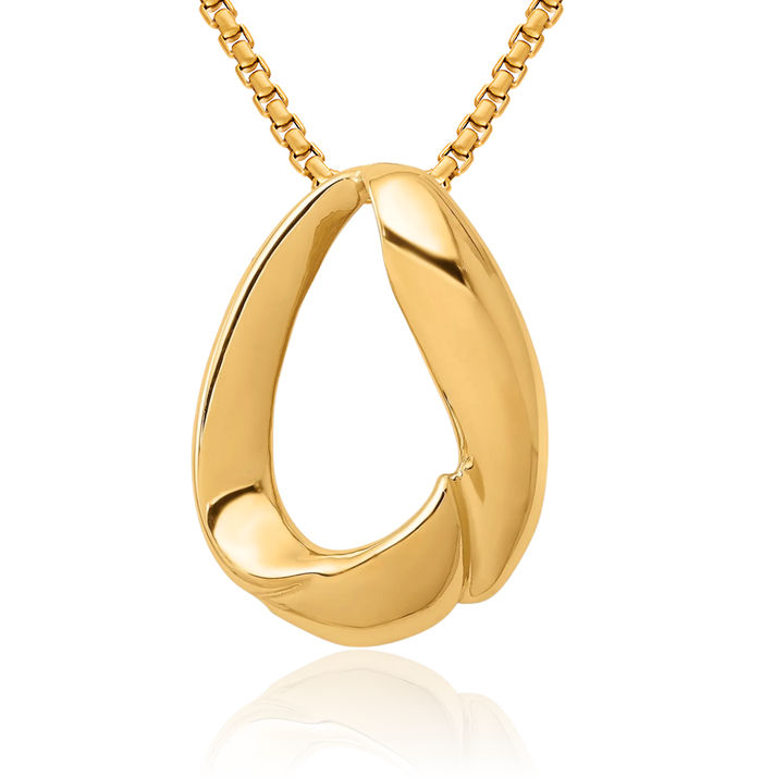 14K Solid Yellow Gold Oval Slide Necklace Chain Pendant Charm