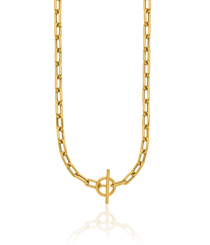 14K Solid Yellow Gold Paperclip Cable Rolo Link Chain Belcher Necklace Toggle Clasp