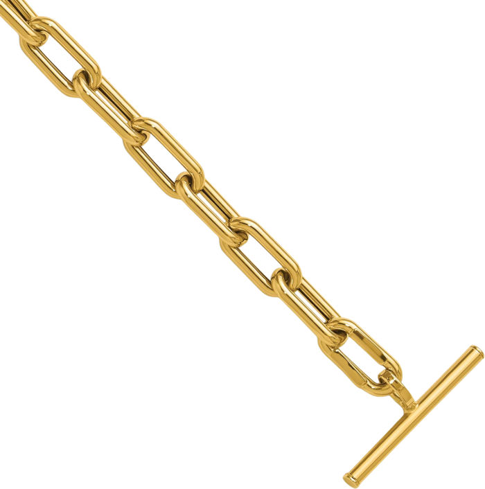 14K Solid Yellow Gold Paperclip Cable Rolo Link Chain Belcher Necklace Toggle Clasp