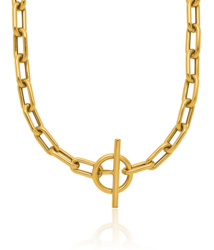 14K Solid Yellow Gold Paperclip Cable Rolo Link Chain Belcher Necklace Toggle Clasp