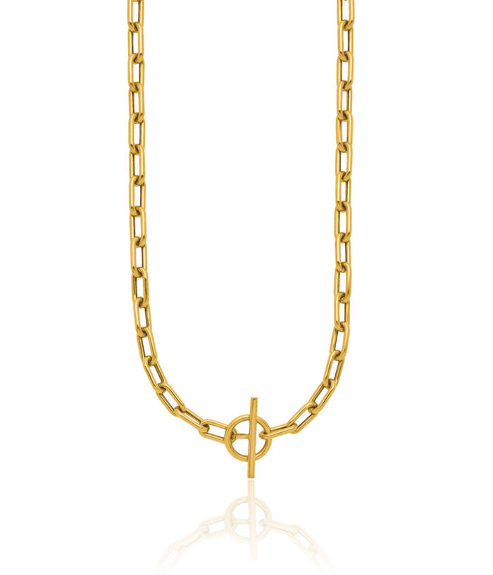 14K Solid Yellow Gold Paperclip Cable Rolo Link Chain Belcher Necklace Toggle Clasp