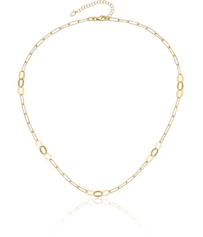 14K Solid Yellow Gold Paperclip Link Necklace Chain