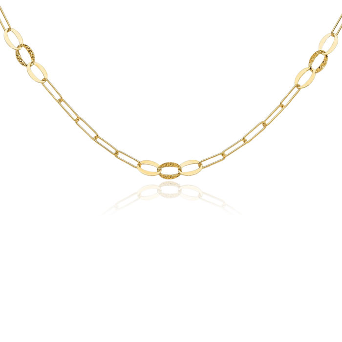 14K Solid Yellow Gold Paperclip Link Necklace Chain