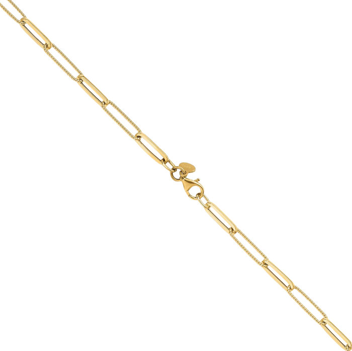 14K Solid Yellow Gold Paperclip Link Necklace Chain