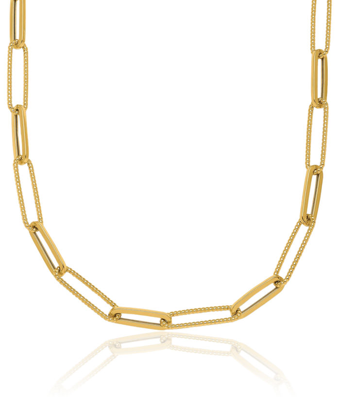 14K Solid Yellow Gold Paperclip Link Necklace Chain