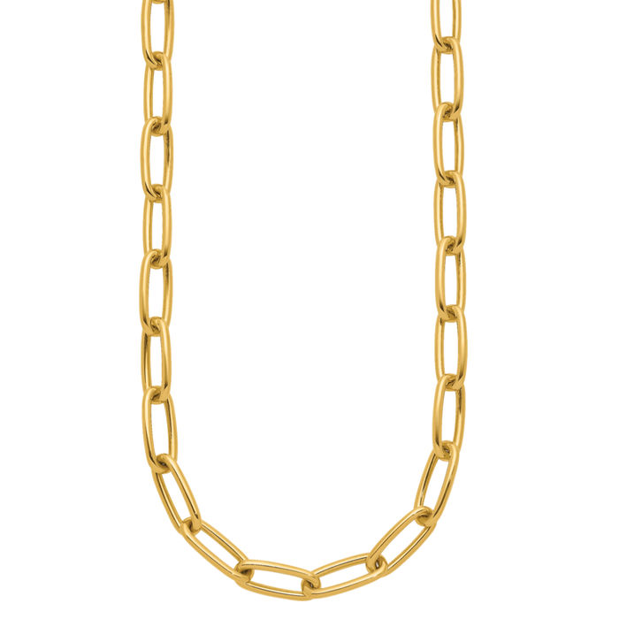 14K Solid Yellow Gold Paperclip Link Y Drop Chain Necklace Toggle Clasp