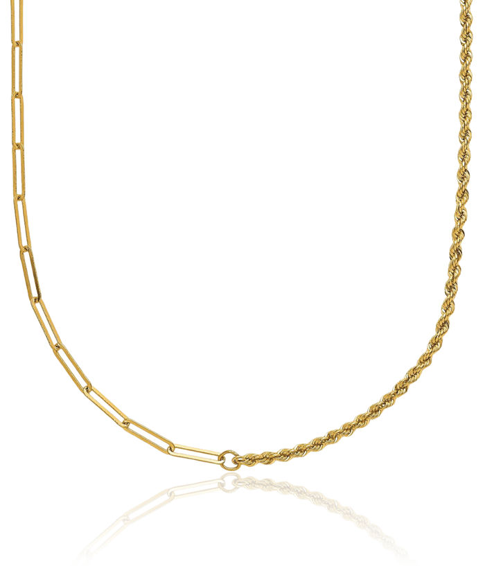 14K Solid Yellow Gold Paperclip Rope Link Necklace Chain