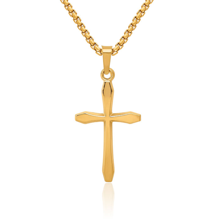 14K Solid Yellow Gold Passion Latin Mexican Holy Cross Necklace Religious Chain Pendant Jesus Christ Charm