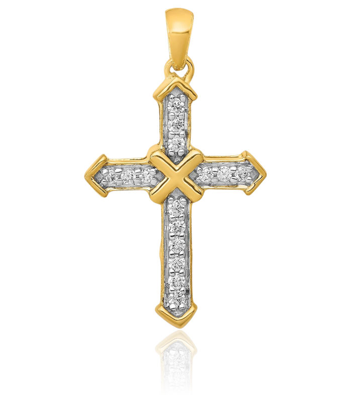 14K Solid Yellow Gold Lab Diamond Holy Cross Necklace Religious Chain Pendant Jesus Christ Charm