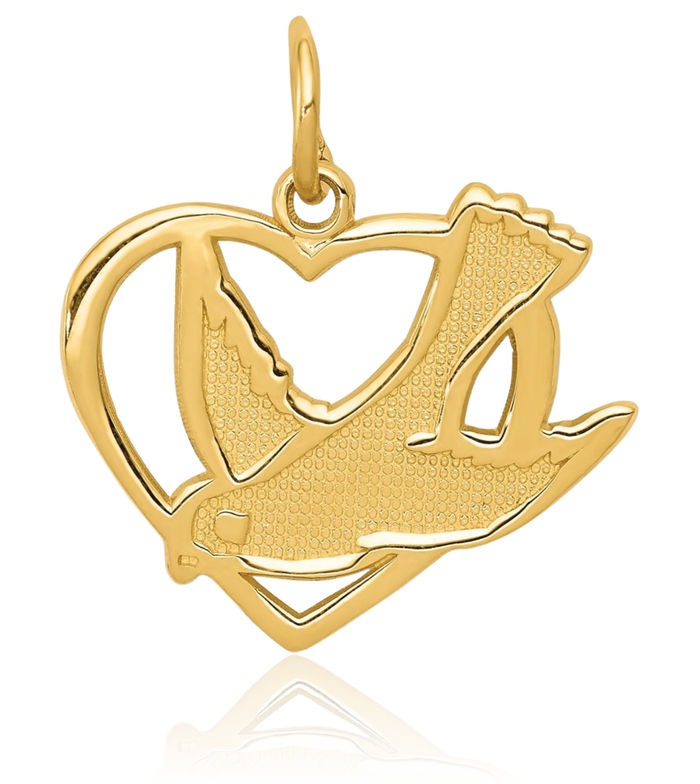 14K Solid Yellow Gold Peace Bird Necklace Chain Pendant Charm