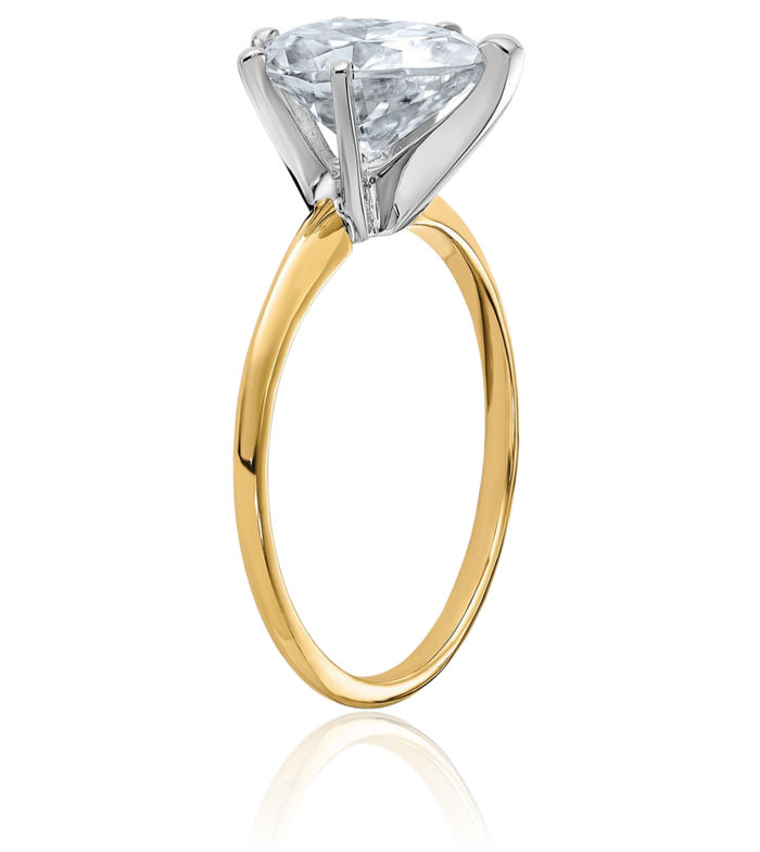 14K Solid Yellow Gold Pear Moissanite Solitaire Engagement Ring