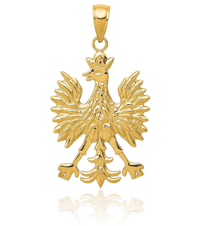 14K Solid Yellow Gold Phoenix Mythological Bird Necklace Chain Pendant Charm