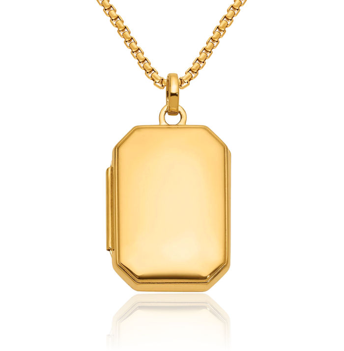 14K Solid Yellow Gold Personalized Photo Locket Necklace Picture Pendant Charm