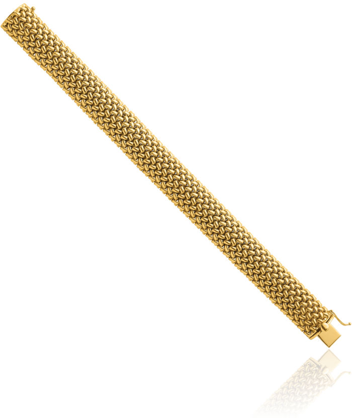 14K Solid Yellow Gold Popcorn Mesh Chain Bracelet