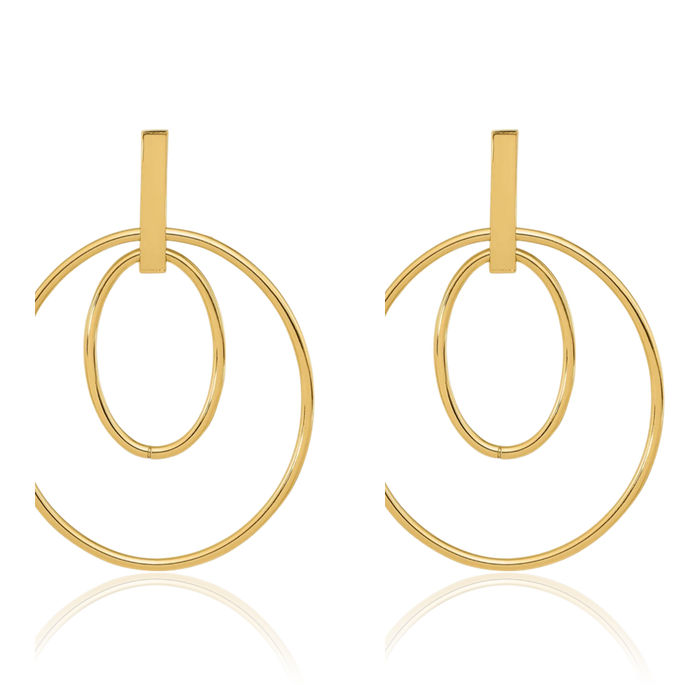 14K Solid Yellow Gold Post Drop Dangle Earrings