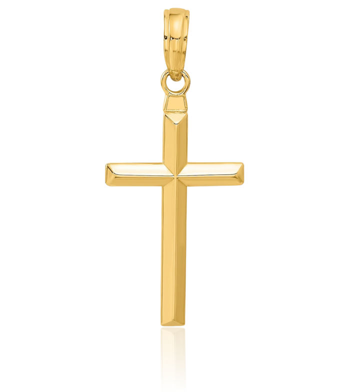 14K Solid Yellow Gold Reversible Latin Mexican Holy Cross Necklace Religious Chain Pendant Jesus Christ Christian Charm