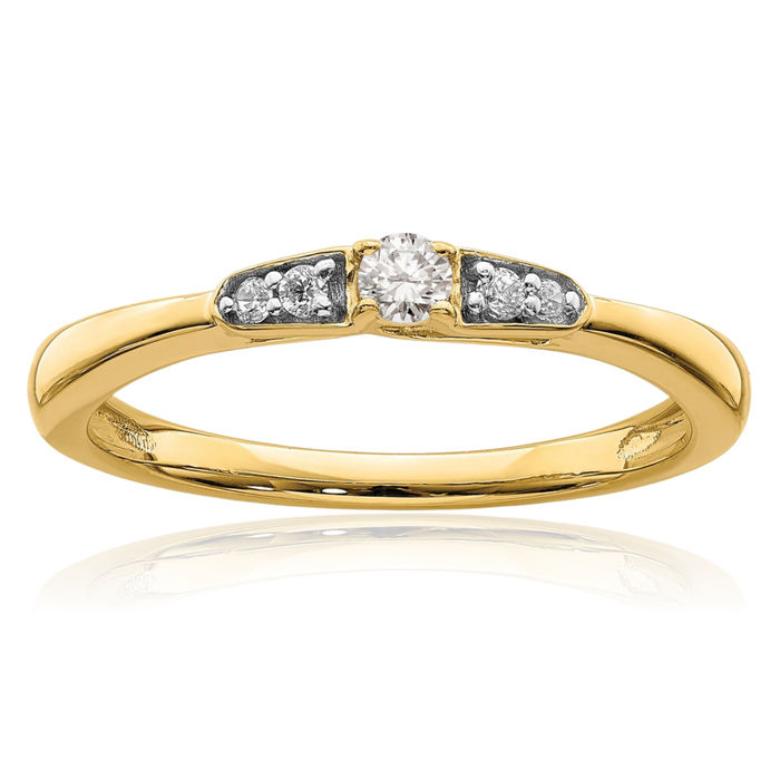 14K Solid Yellow Gold Round Diamond Promise Ring Engagement Wedding Band Bridal Jewelry