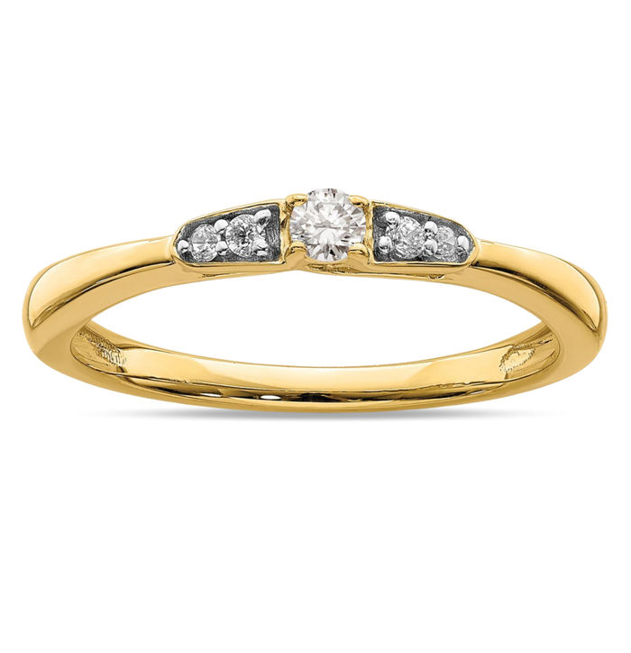 14K Solid Yellow Gold Round Diamond Promise Ring Engagement Wedding Band Bridal Jewelry