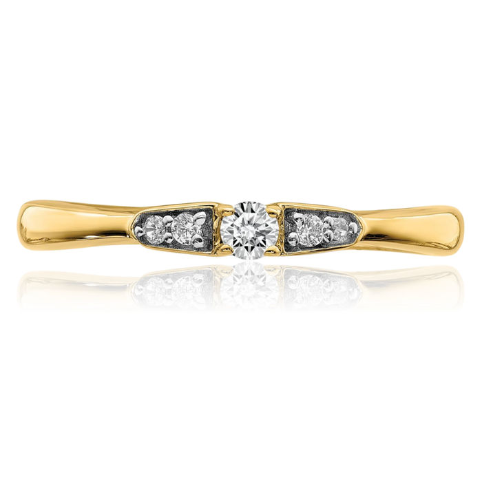 14K Solid Yellow Gold Round Diamond Promise Ring Engagement Wedding Band Bridal Jewelry