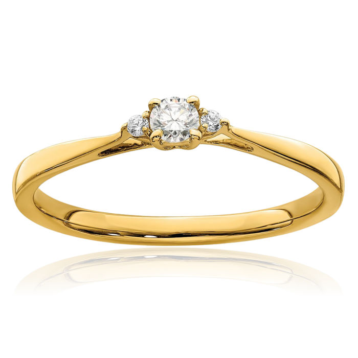 14K Solid Yellow Gold Round Diamond Promise Ring Engagement Wedding Band Bridal Jewelry