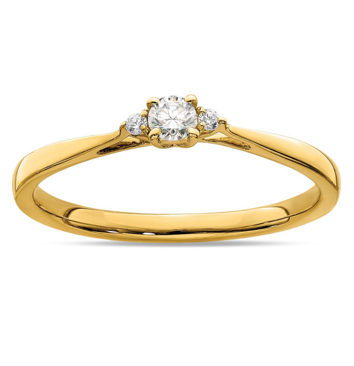 14K Solid Yellow Gold Round Diamond Promise Ring Engagement Wedding Band Bridal Jewelry