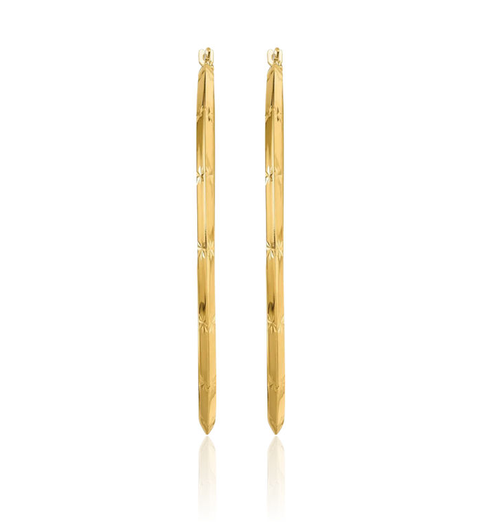 14K Solid Yellow Gold Round Extra Large Hoop Earrings