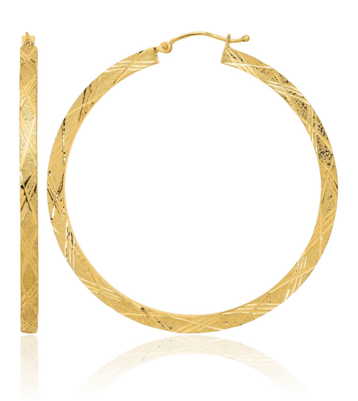 14K Solid Yellow Gold Round Extra Large Hoop Earrings