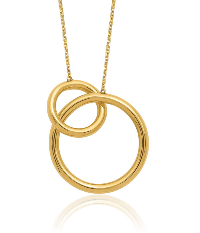 14K Solid Yellow Gold Circle Round Geometric Necklace Chain