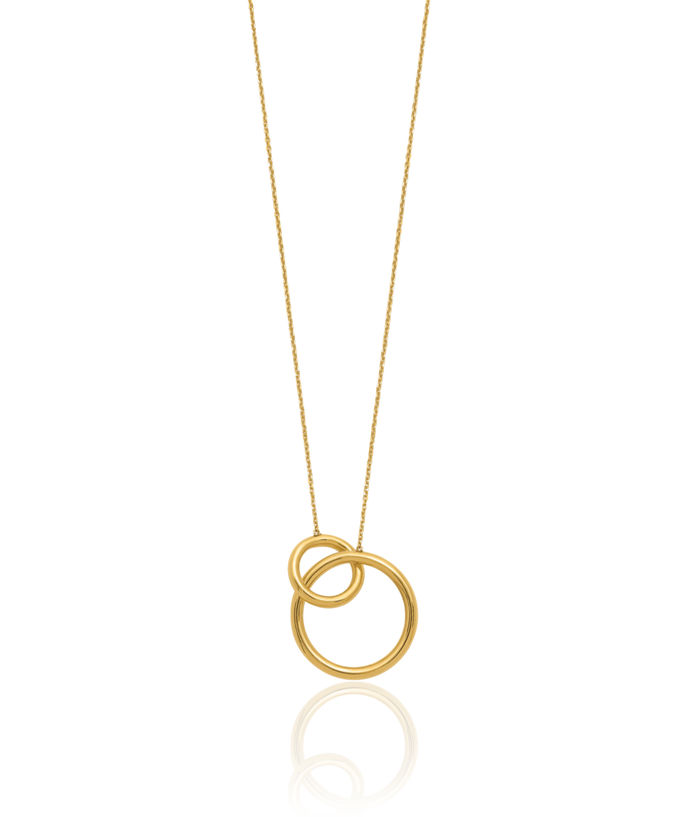 14K Solid Yellow Gold Circle Round Geometric Necklace Chain