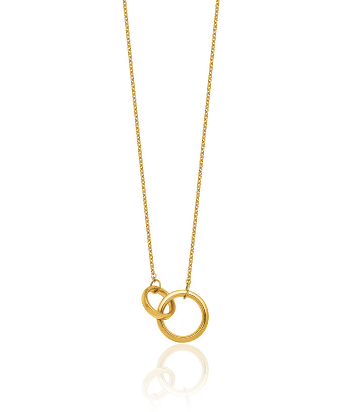 14K Solid Yellow Gold Circle Round Geometric Necklace Chain