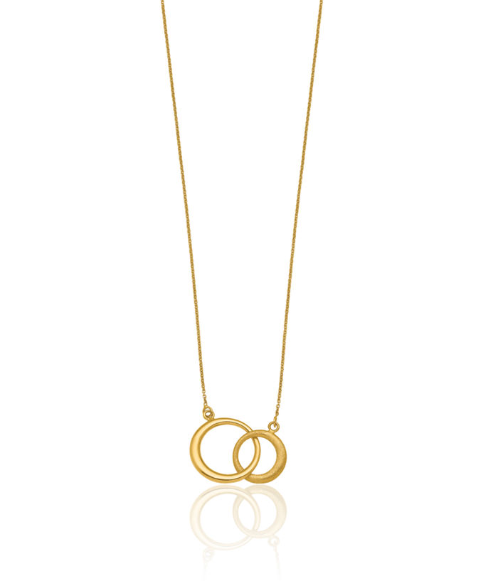 14K Solid Yellow Gold Circle Round Geometric Necklace Chain