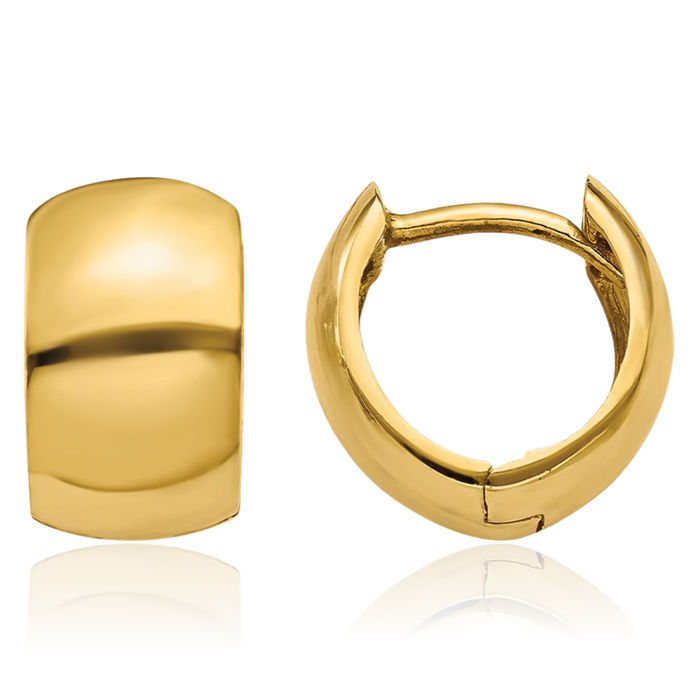 14K Solid Yellow Gold Round Huggie Mini Hoop Earrings