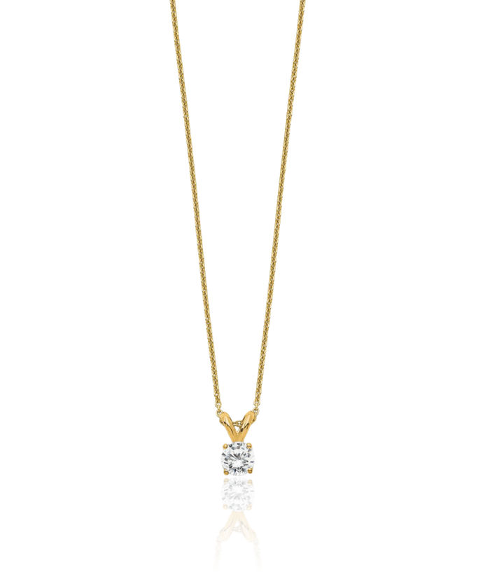 14K Solid Yellow Gold Round Lab Diamond Solitaire Necklace Chain Pendant Charm