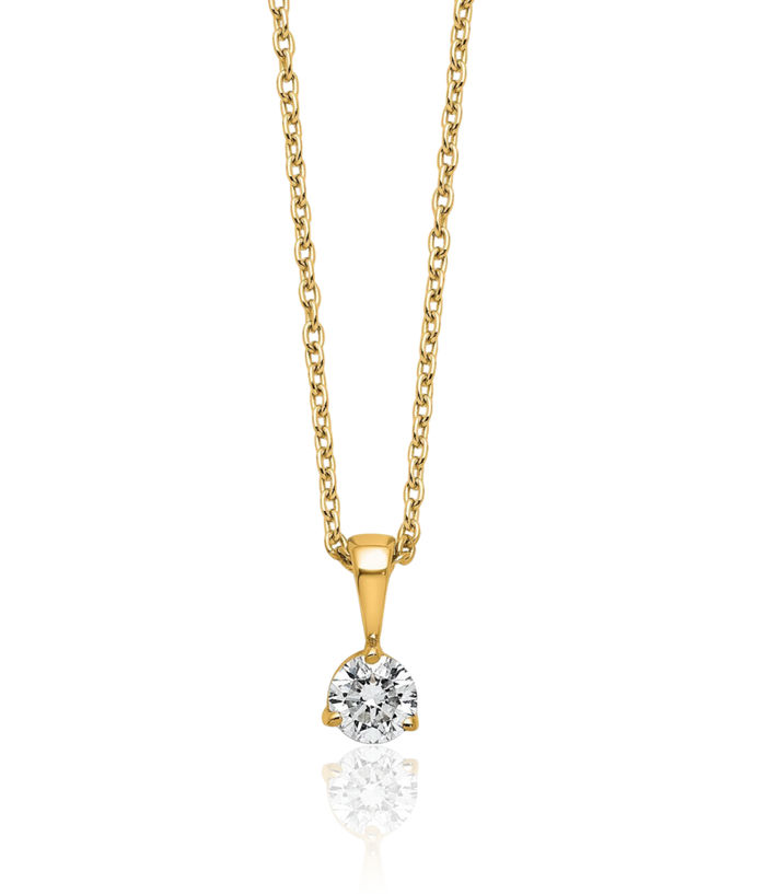 14K Solid Yellow Gold Round Lab Diamond Solitaire Necklace Chain Pendant Charm