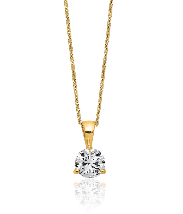 14K Solid Yellow Gold Round Lab Diamond Solitaire Necklace Chain Pendant Charm