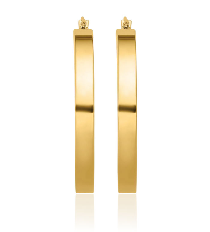 14K Solid Yellow Gold Round Medium Hoop Earrings