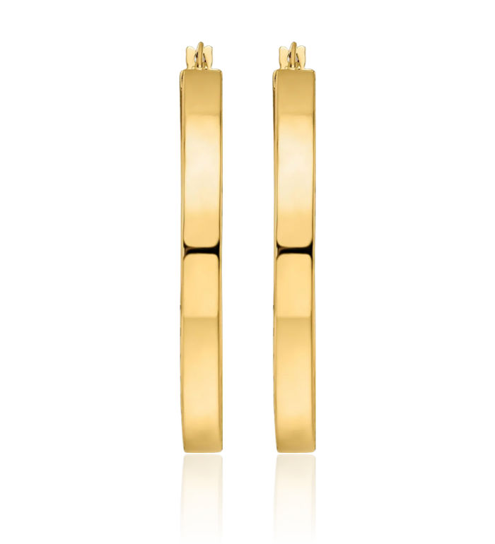 14K Solid Yellow Gold Round Medium Hoop Earrings