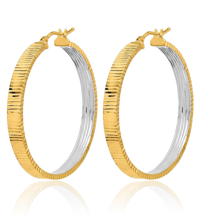 14K Solid Yellow Gold Circle Round Medium Hoop Earrings