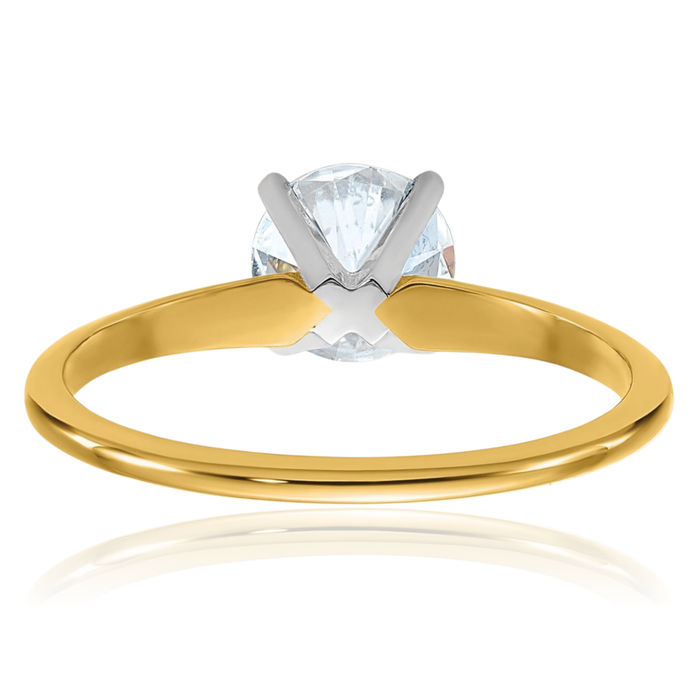 14K Solid Yellow Gold Round Moissanite Solitaire Engagement Ring