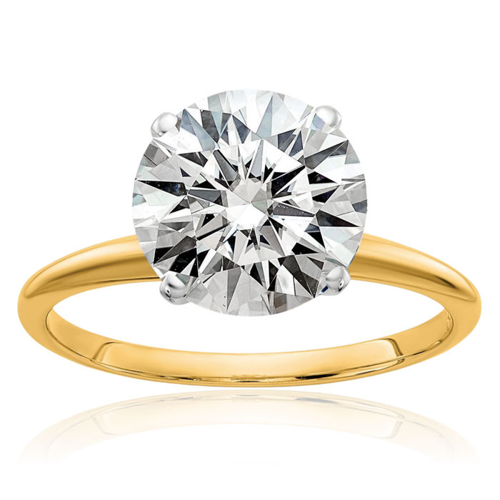 14K Solid Yellow Gold Round Moissanite Solitaire Engagement Ring