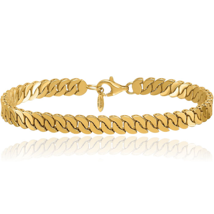 14K Solid Yellow Gold Round S Link Chain Bracelet