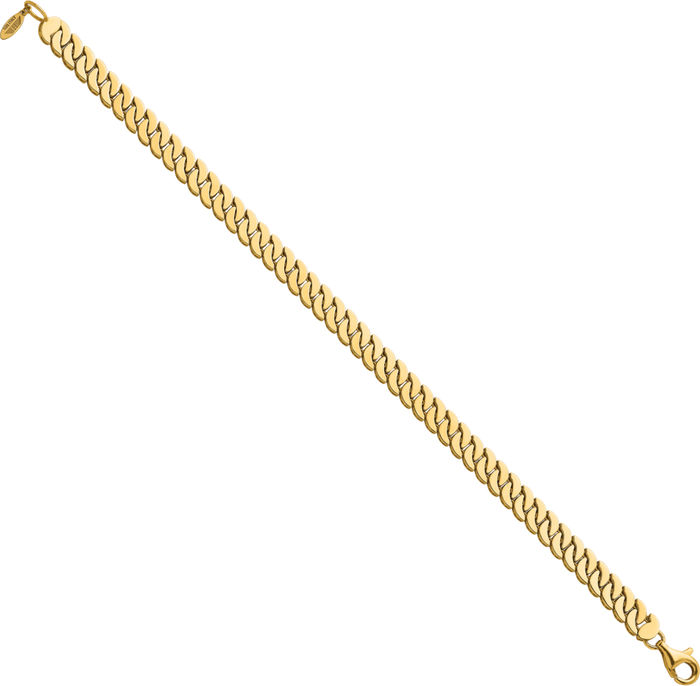 14K Solid Yellow Gold Round S Link Chain Bracelet