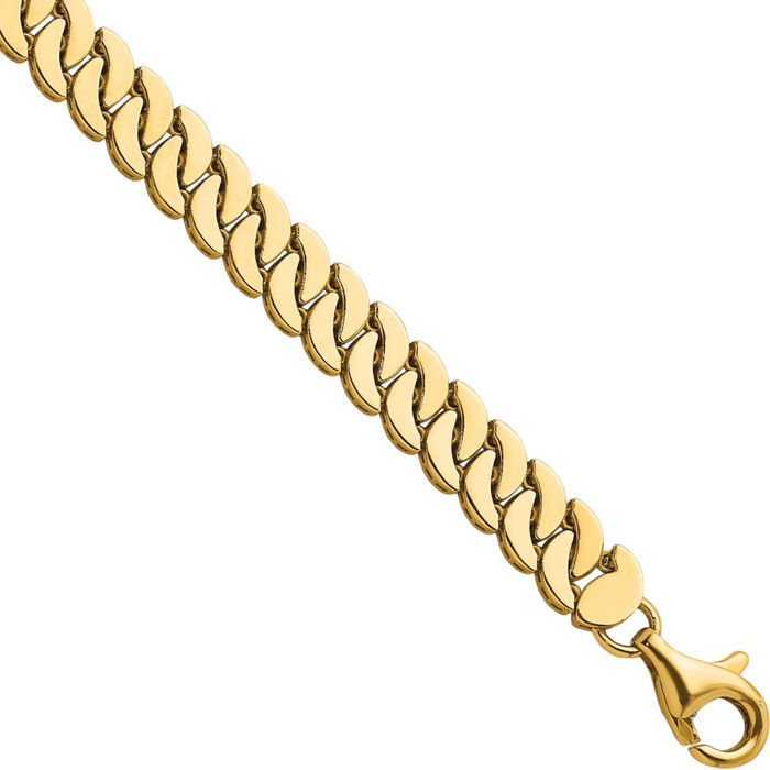 14K Solid Yellow Gold Round S Link Chain Bracelet