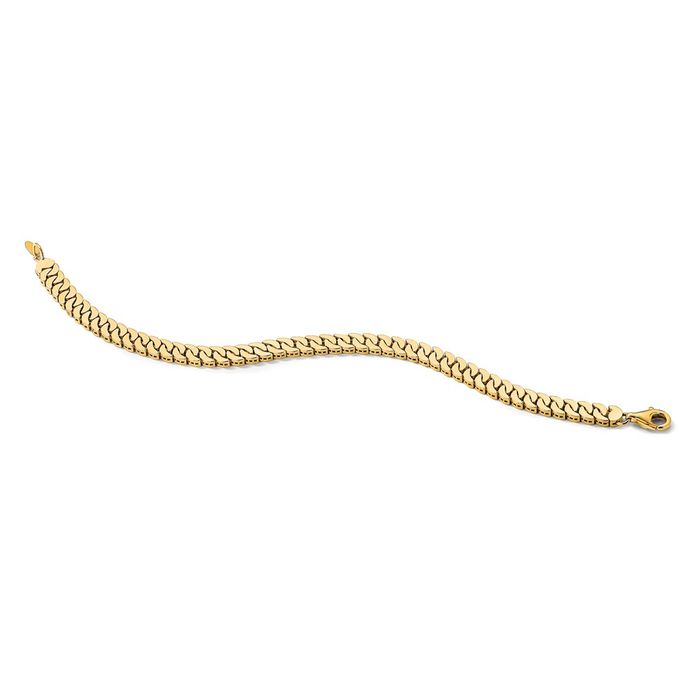 14K Solid Yellow Gold Round S Link Chain Bracelet