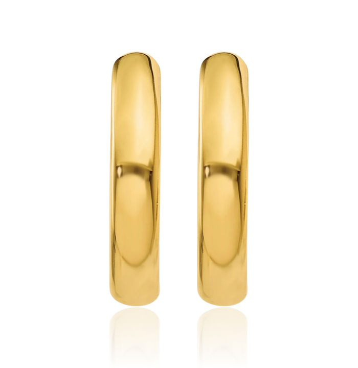 14K Solid Yellow Gold Round Small Hoop Earrings