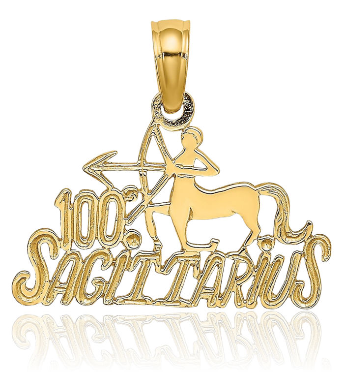 14K Solid Yellow Gold 100% Sagittarius Zodiac Necklace Archer Horoscope Pendant November December Birthday Charm Astrology Jewelry