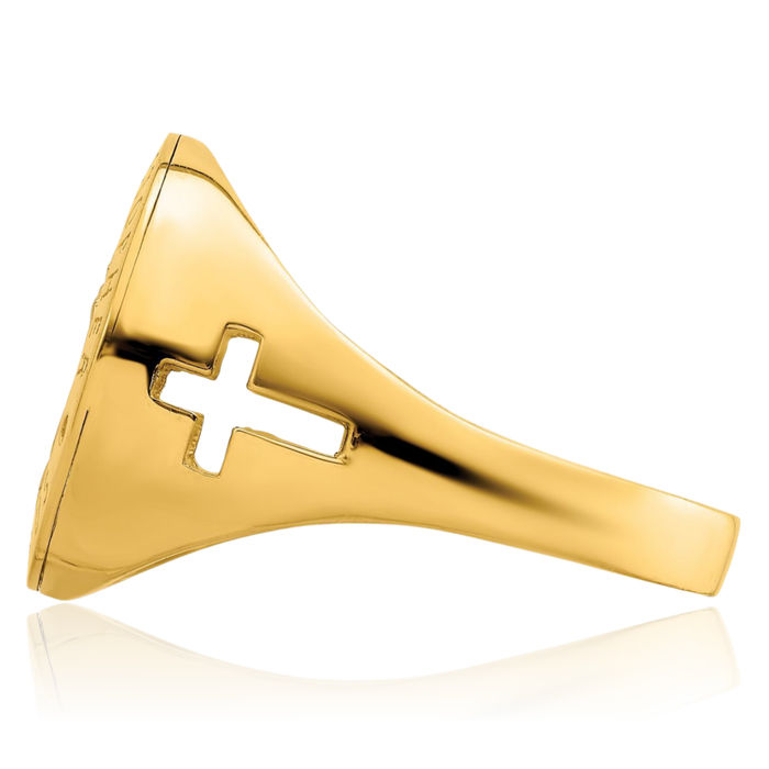 14K Solid Yellow Gold Saint Christopher Patron of Travelers Athletes Protection Ring