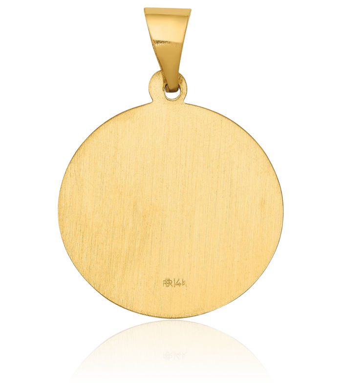 14K Solid Yellow Gold Saint John Baptist Medal Necklace Chain Pendant Charm