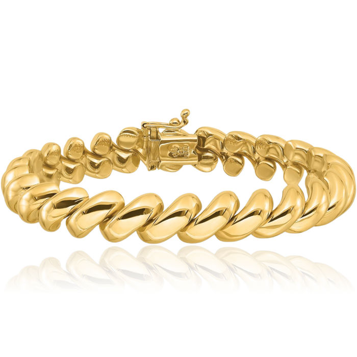 14K Solid Yellow Gold San Marco Chain Bracelet