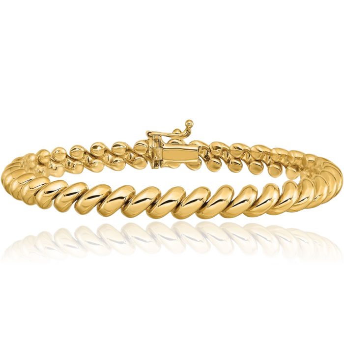 14K Solid Yellow Gold San Marco Chain Bracelet